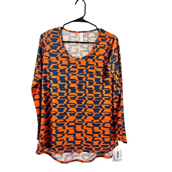 LuLaRoe Lynnae Women's Orange & Blue Long Sleeve Top - Picture 1 of 5